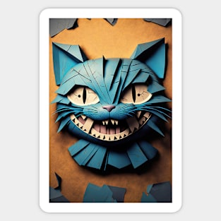 Cool cat portrait Paper art style Sticker